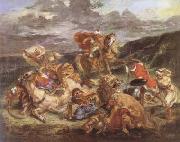 Eugene Delacroix The Lion Hunt (mk09) USA oil painting artist